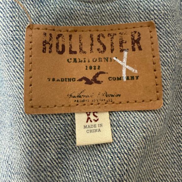 Hollister Women’s XS Denim Vest Blue Jean Button Front Sleeveless 100% Cotton - Picture 5 of 11